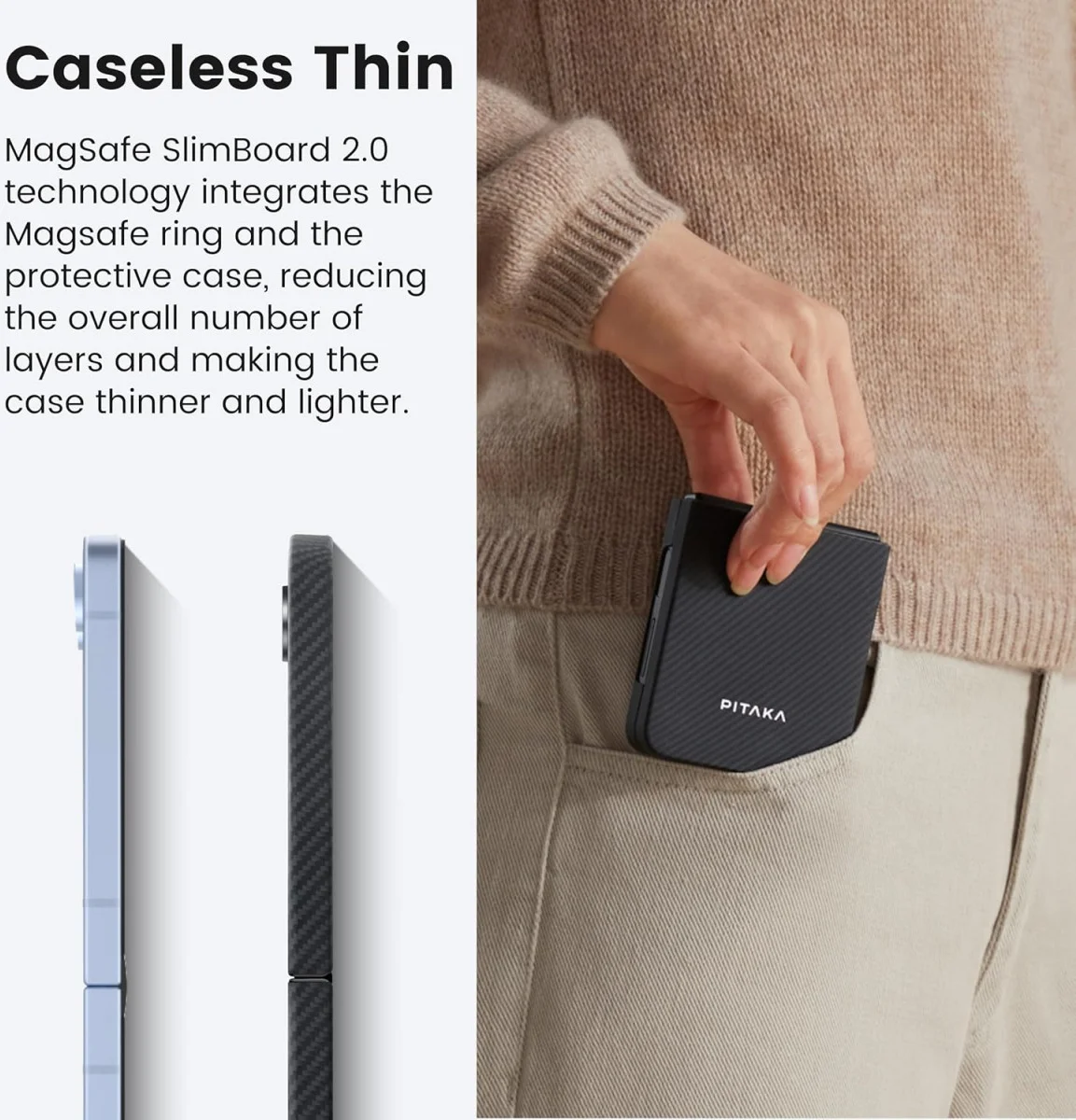 PITAKA MagEZ 5 Samsung Galaxy Z Flip 6 Hoesje 600D Ultra Dun MagSafe Zwart afbeelding 4
