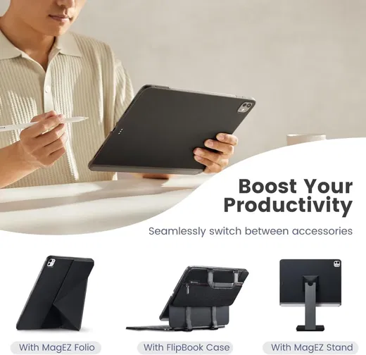 PITAKA MagEZ Apple iPad Pro 11 (2022/2021) Hoes Back Cover Zwart afbeelding 6