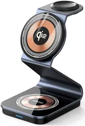 Duzzona Qi2 3-in-1 MagSafe Oplader iPhone/AirPods (Pro)/Apple Watch Transparant afbeelding