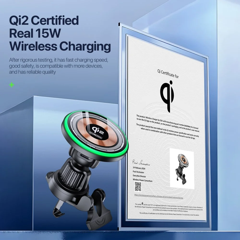 Duzzona V5 Qi2 MagSafe Ventilatierooster Telefoonhouder Draadloos Opladen 15W afbeelding 7