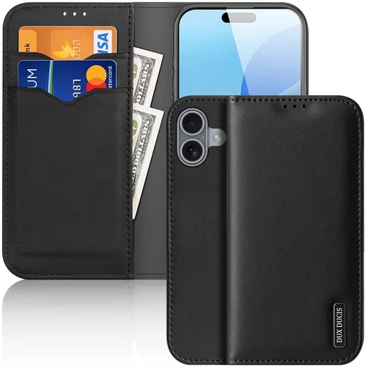 Dux Ducis Hivo Apple iPhone 16 Hoesje RFID Book Case Zwart afbeelding 1