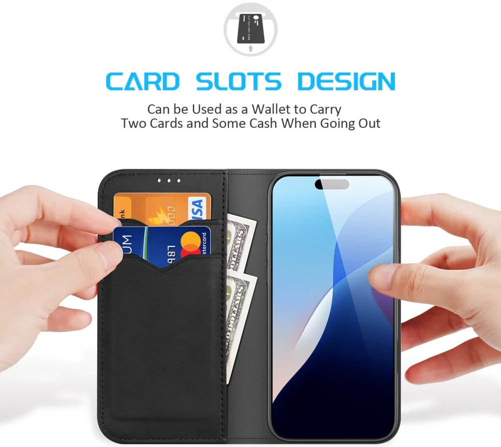 Dux Ducis Hivo Apple iPhone 16 Hoesje RFID Book Case Zwart afbeelding 2