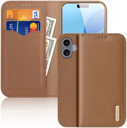 Dux Ducis Hivo Apple iPhone 16 Hoesje RFID Book Case Bruin afbeelding
