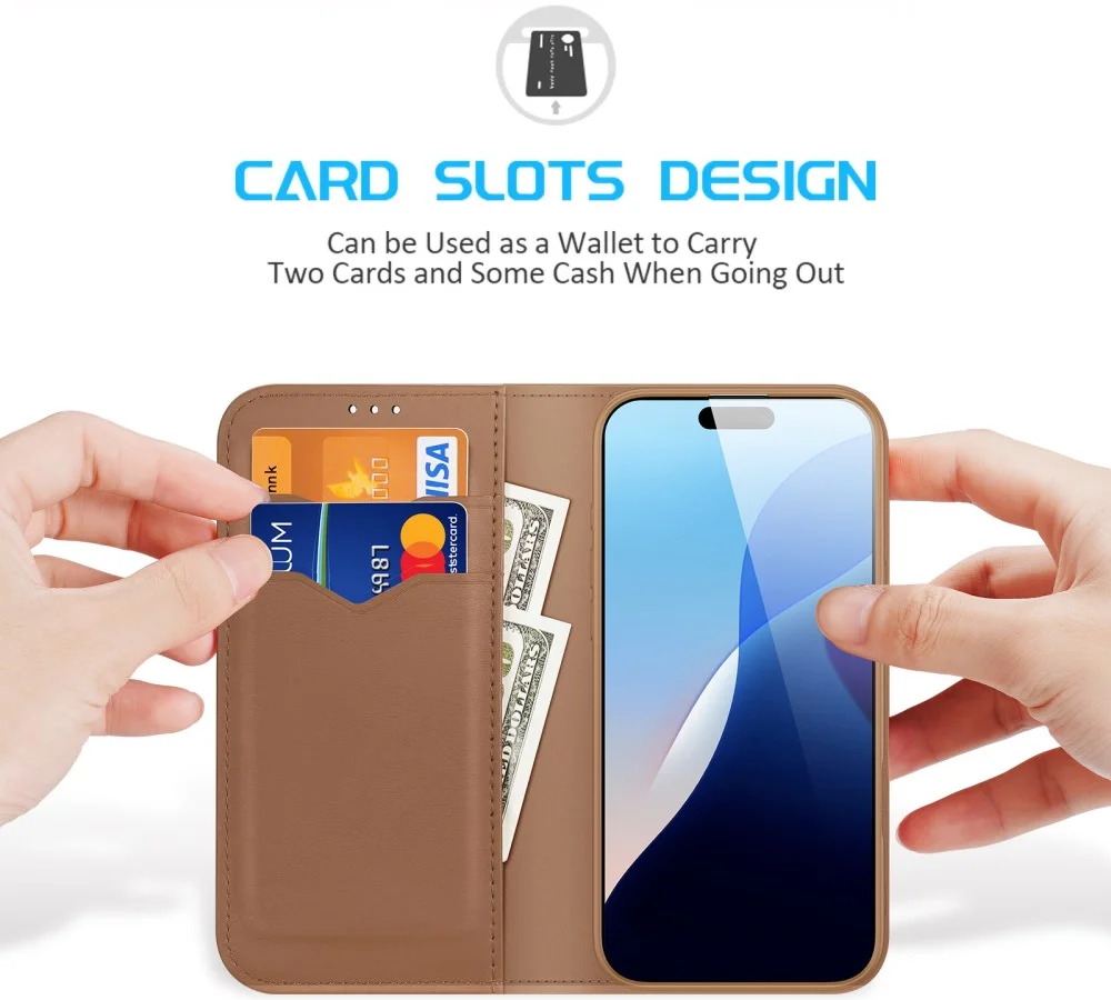 Dux Ducis Hivo Apple iPhone 16 Hoesje RFID Book Case Bruin afbeelding 2