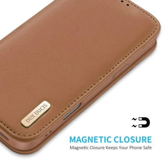 Dux Ducis Hivo Apple iPhone 16 Hoesje RFID Book Case Bruin afbeelding 6