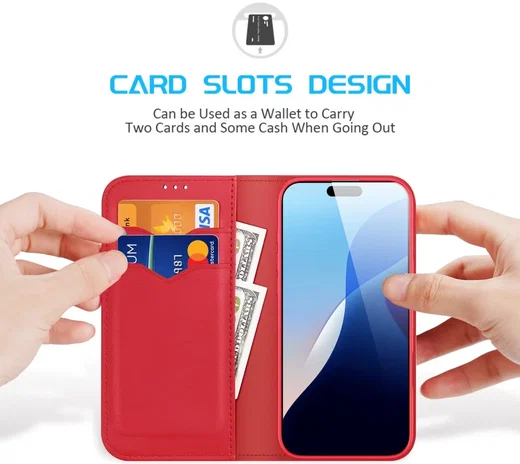 Dux Ducis Hivo Apple iPhone 16 Hoesje RFID Book Case Rood afbeelding 2
