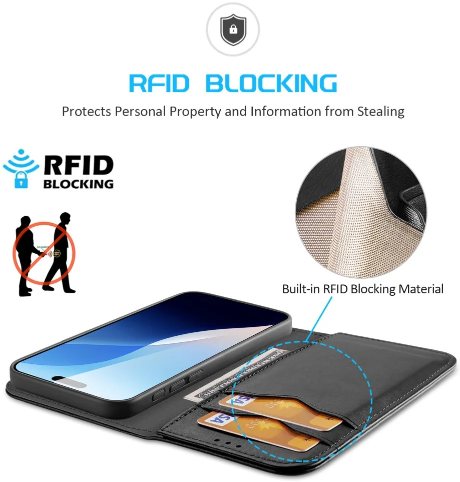 Dux Ducis Hivo Apple iPhone 16 Pro Hoesje RFID Book Case Zwart afbeelding 4