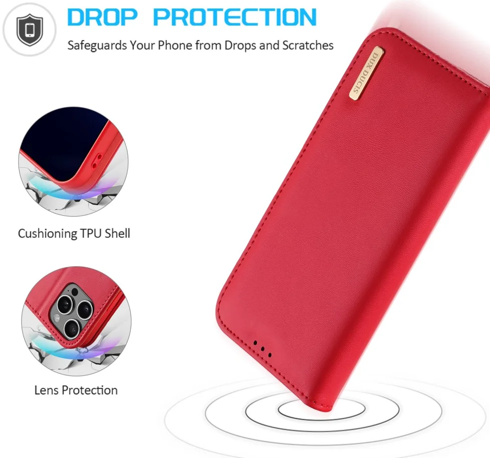 Dux Ducis Hivo Apple iPhone 16 Pro Max Hoesje RFID Book Case Rood afbeelding 5