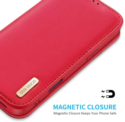 Dux Ducis Hivo Apple iPhone 16 Pro Max Hoesje RFID Book Case Rood afbeelding 6