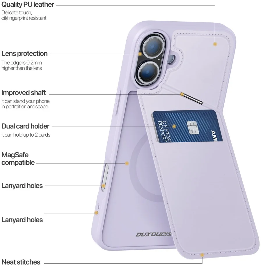 Dux Ducis Rafi II Apple iPhone 16 Plus Hoesje MagSafe Back Cover Paars afbeelding 3