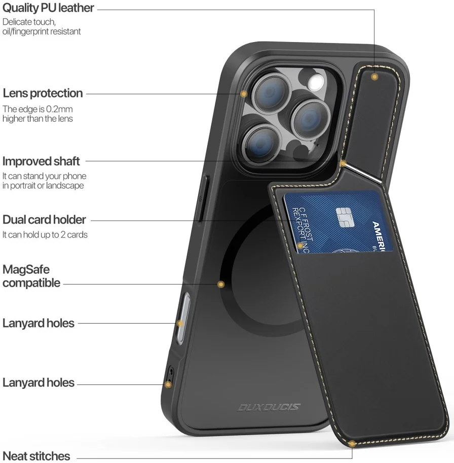 Dux Ducis Rafi II Apple iPhone 16 Pro Hoesje MagSafe Back Cover Zwart afbeelding 3