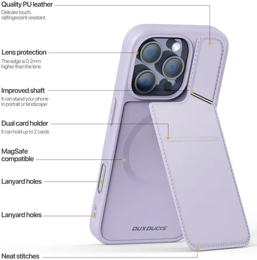 Dux Ducis Rafi II iPhone 16 Pro Max Hoesje MagSafe Back Cover Paars afbeelding 6