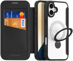 Dux Ducis iPhone 16 Hoesje MagSafe RFID Book Case 360° Stand Zwart afbeelding