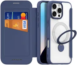 Dux Ducis iPhone 16 Pro Hoesje MagSafe RFID Book Case 360° Stand Blauw afbeelding