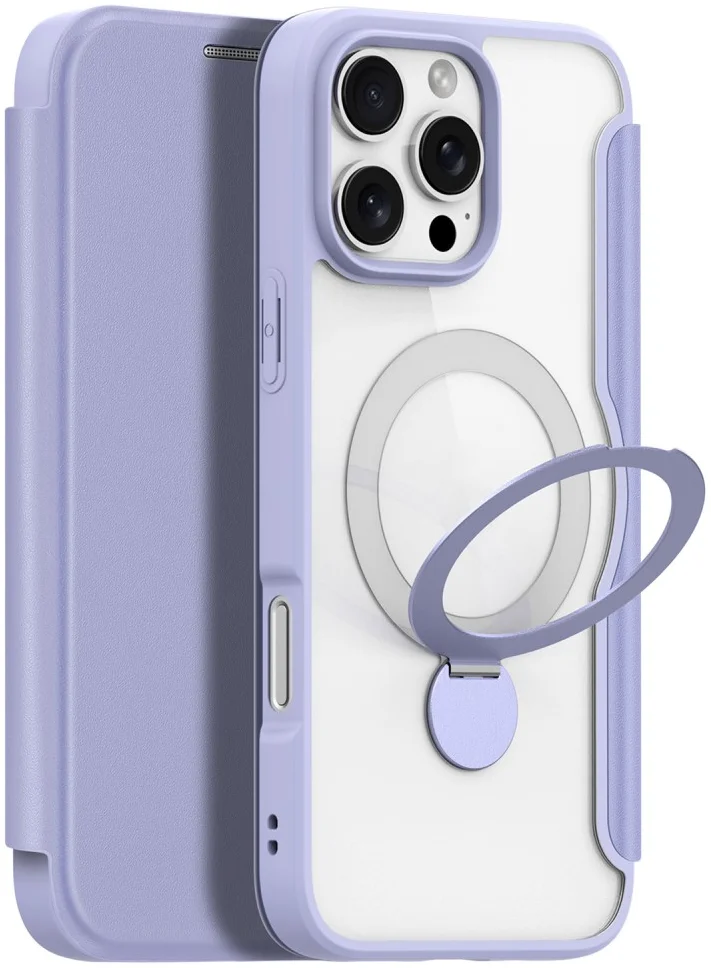 Dux Ducis iPhone 16 Pro Hoesje MagSafe RFID Book Case 360° Stand Paars afbeelding 2