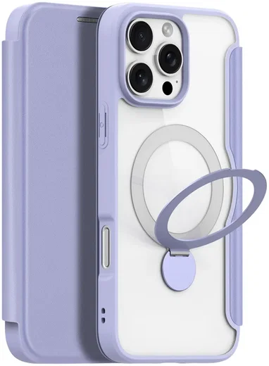 Dux Ducis iPhone 16 Pro Hoesje MagSafe RFID Book Case 360° Stand Paars afbeelding 2