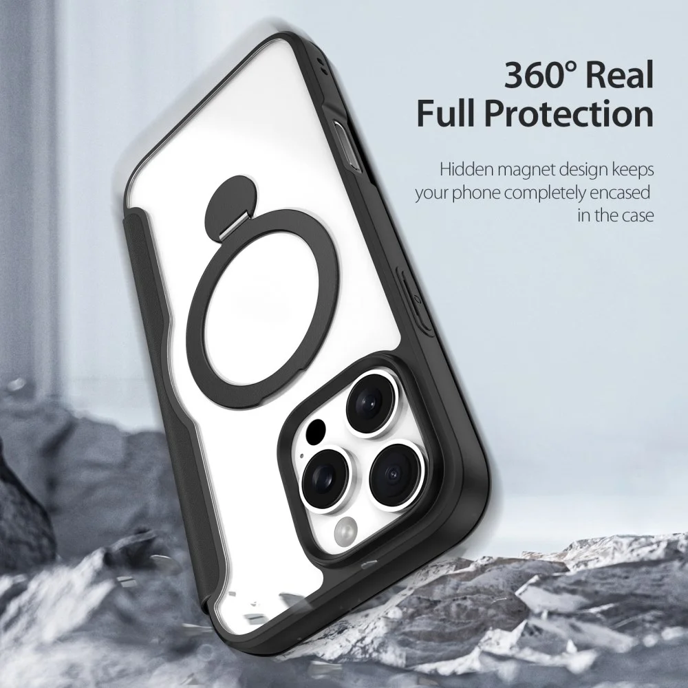 Dux Ducis iPhone 16 Pro Max Hoesje MagSafe RFID Book Case 360° Stand Zwart afbeelding 7