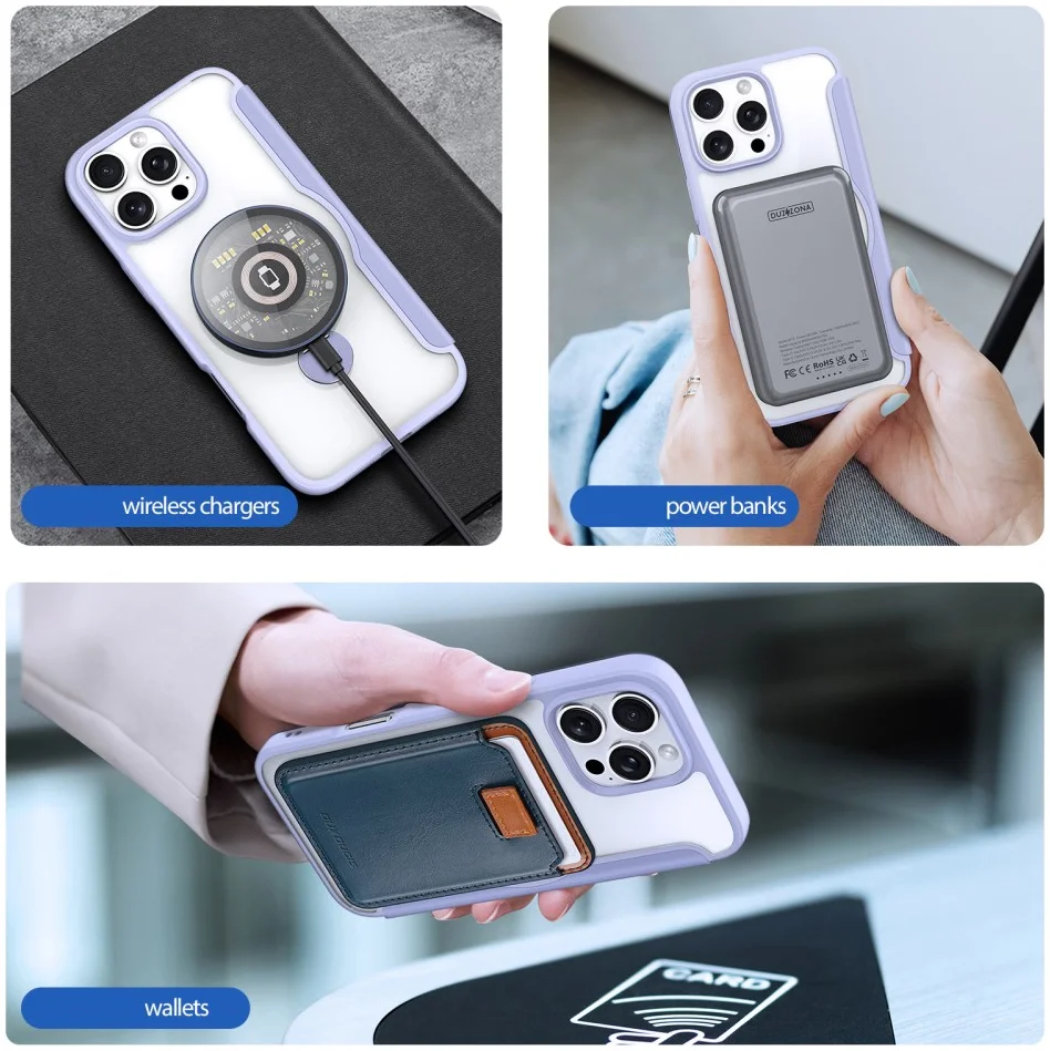 Dux Ducis iPhone 16 Pro Max Hoesje MagSafe RFID Book Case 360° Stand Paars afbeelding 12