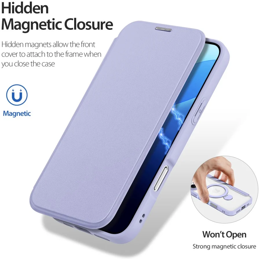 Dux Ducis iPhone 16 Pro Max Hoesje MagSafe RFID Book Case 360° Stand Paars afbeelding 6