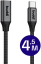 Buddi Flex USB-C Female naar USB-C Male Verlengkabel 60W 4.5M Zwart