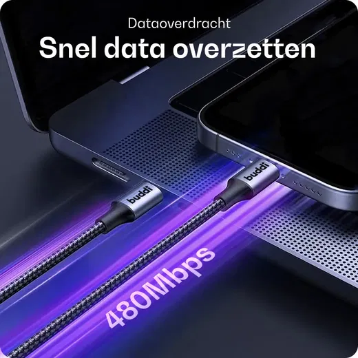 Buddi Flex USB-C naar USB-C Magnetische Kabel 60W Fast Charge 1M Zwart afbeelding 9