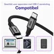 Buddi Flex USB-C naar USB-C Kabel 100W Super Fast Charge 30CM Zwart afbeelding 4