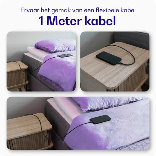 Buddi Flex USB-C naar USB-C Kabel 100W Super Fast Charge 1M Zwart afbeelding 3