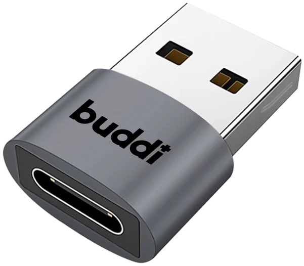 Buddi Ease USB-C naar USB-A Adapter Koppelstuk Grijs afbeelding 9