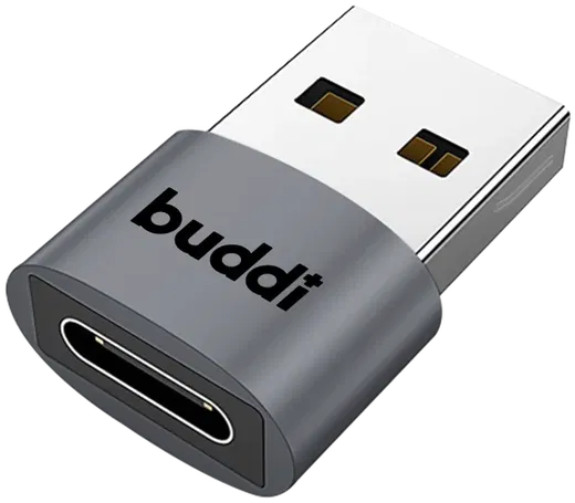 Buddi Ease USB-C naar USB-A Adapter Koppelstuk Grijs afbeelding 9