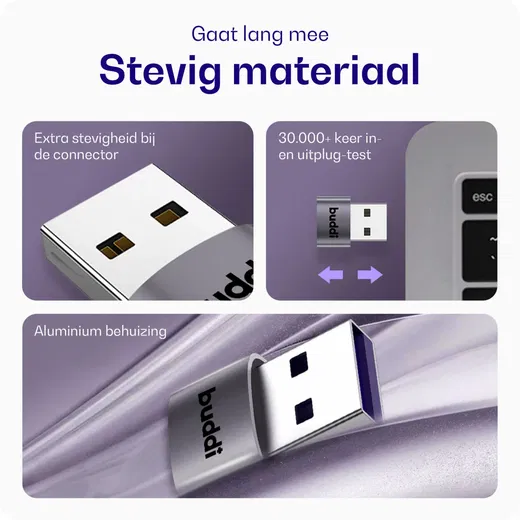 Buddi Ease USB-C naar USB-A Adapter Koppelstuk Grijs afbeelding 7
