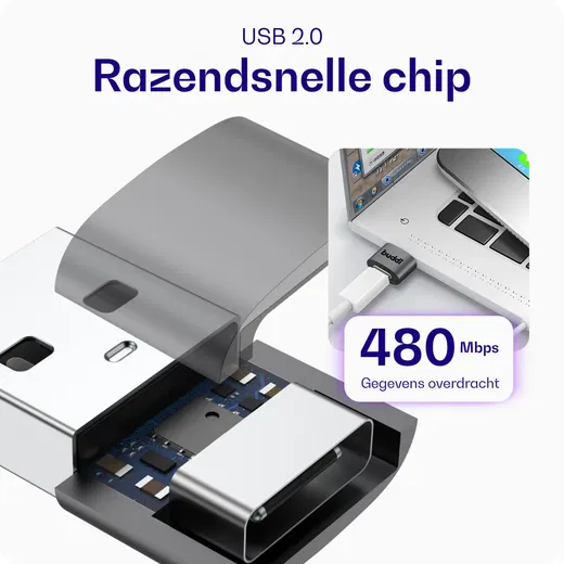 Buddi Ease USB-C naar USB-A Adapter Koppelstuk Grijs afbeelding 4