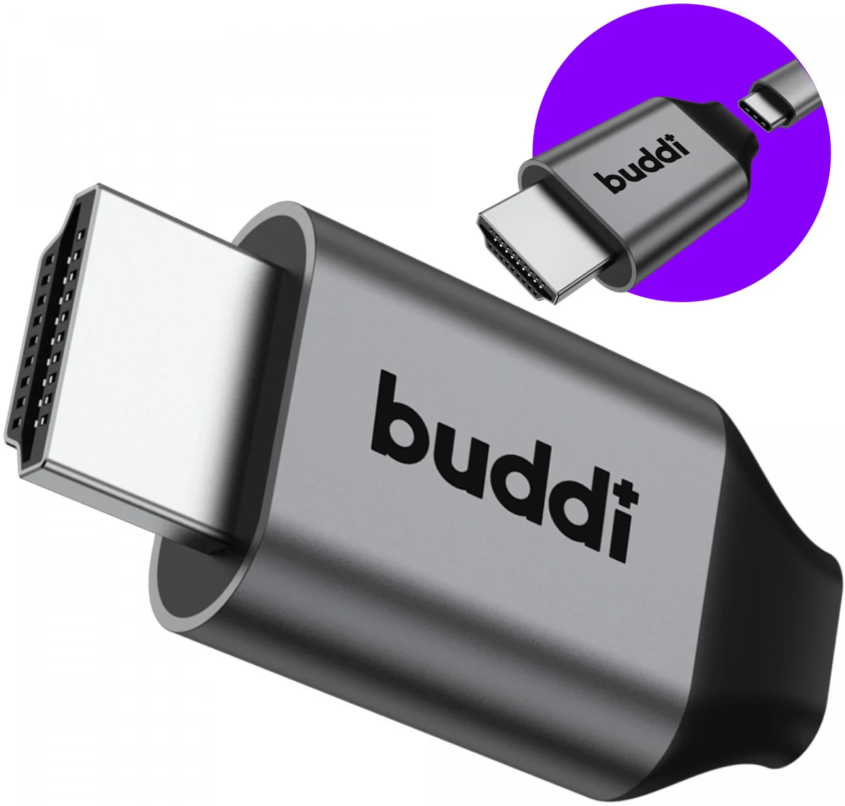 Buddi Ease USB-C naar HDMI 4K@60Hz Adapter Grijs afbeelding 1