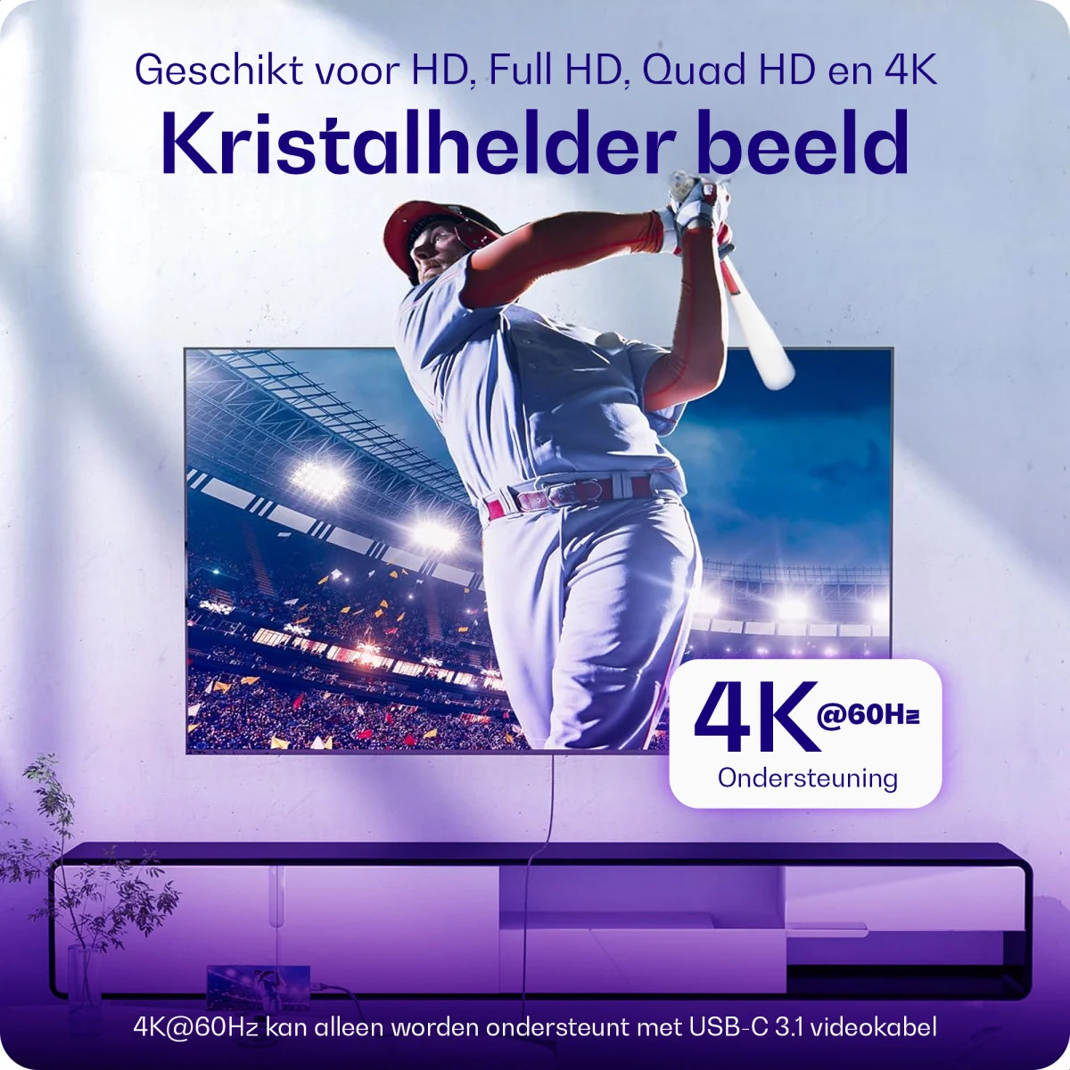 Buddi Ease USB-C naar HDMI 4K@60Hz Adapter Grijs afbeelding 3