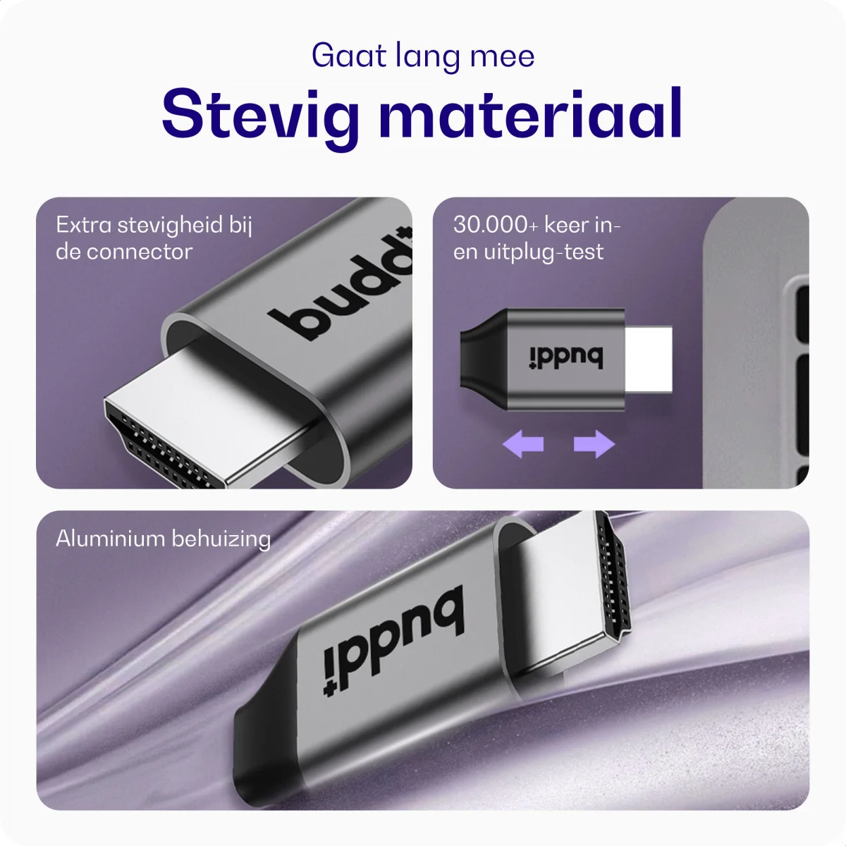 Buddi Ease USB-C naar HDMI 4K@60Hz Adapter Grijs afbeelding 4