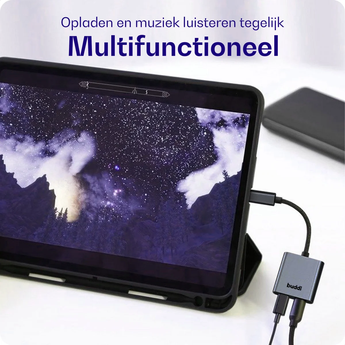 Buddi Ease USB-C naar USB-C en USB-C Adapter Splitter Grijs afbeelding 9