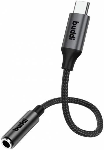 Buddi Ease 3.5mm Headset Jack Aux naar USB-C Adapter met DAC Chip Zwart afbeelding 10