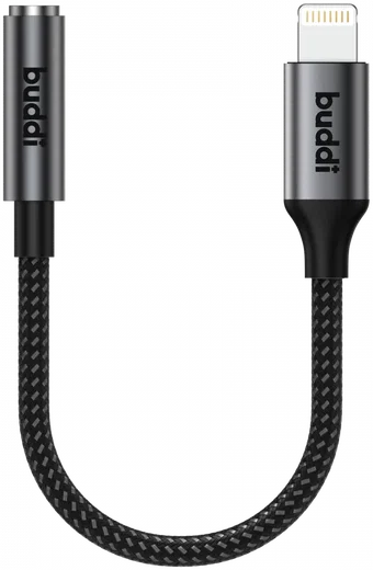 Buddi Ease 3.5mm Headset Jack Aux naar Lightning Adapter met DAC Chip Zwart afbeelding 9