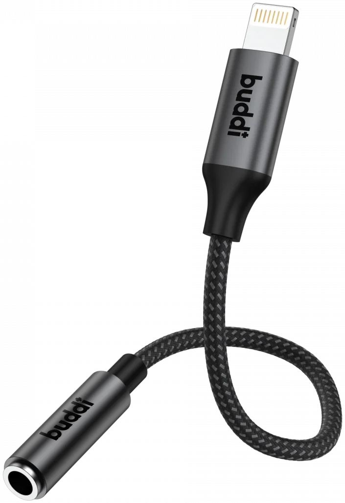 Buddi Ease 3.5mm Headset Jack Aux naar Lightning Adapter met DAC Chip Zwart afbeelding 10