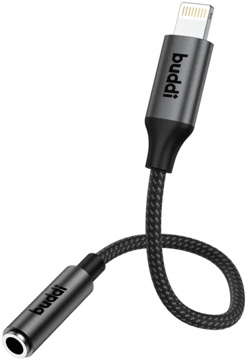 Buddi Ease 3.5mm Headset Jack Aux naar Lightning Adapter met DAC Chip Zwart afbeelding 10