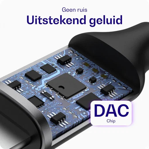 Buddi Ease 3.5mm Headset Jack Aux naar Lightning Adapter met DAC Chip Zwart afbeelding 6