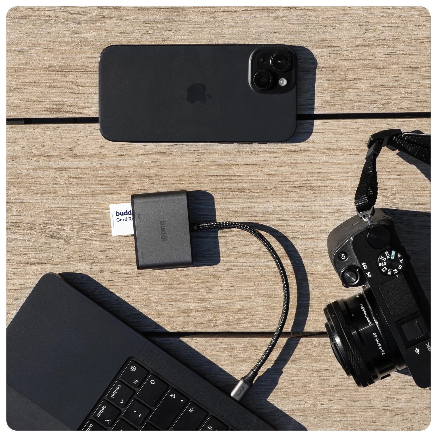 Buddi Ease USB-C SD Kaartlezer Adapter met USB A converter Grijs afbeelding 10