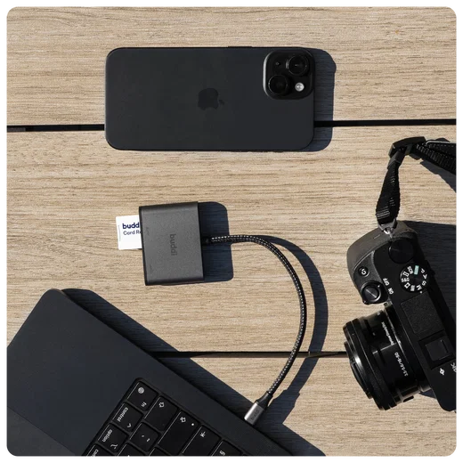 Buddi Ease USB-C SD Kaartlezer Adapter met USB A converter Grijs afbeelding 10