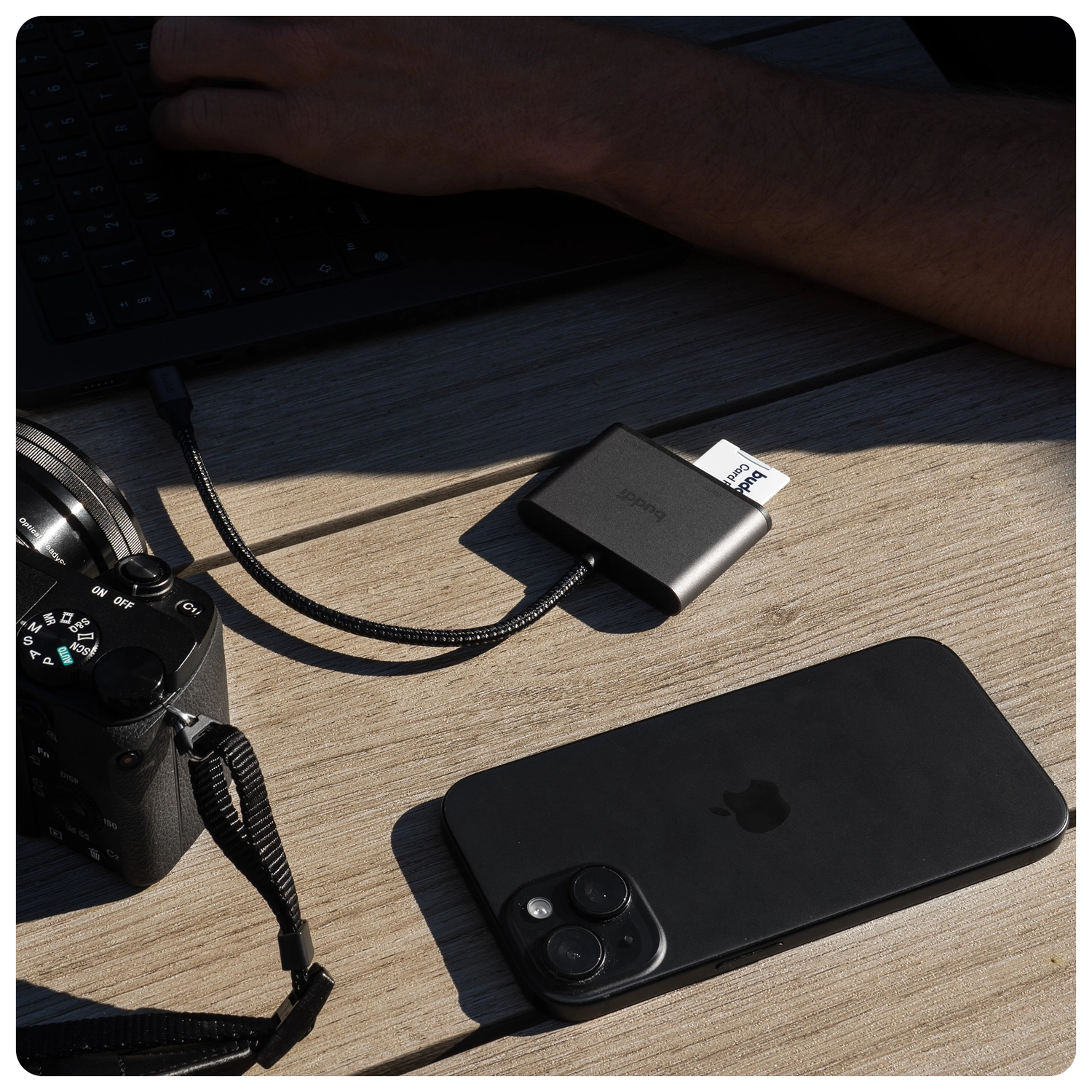 Buddi Ease USB-C SD Kaartlezer Adapter met USB A converter Grijs afbeelding 9