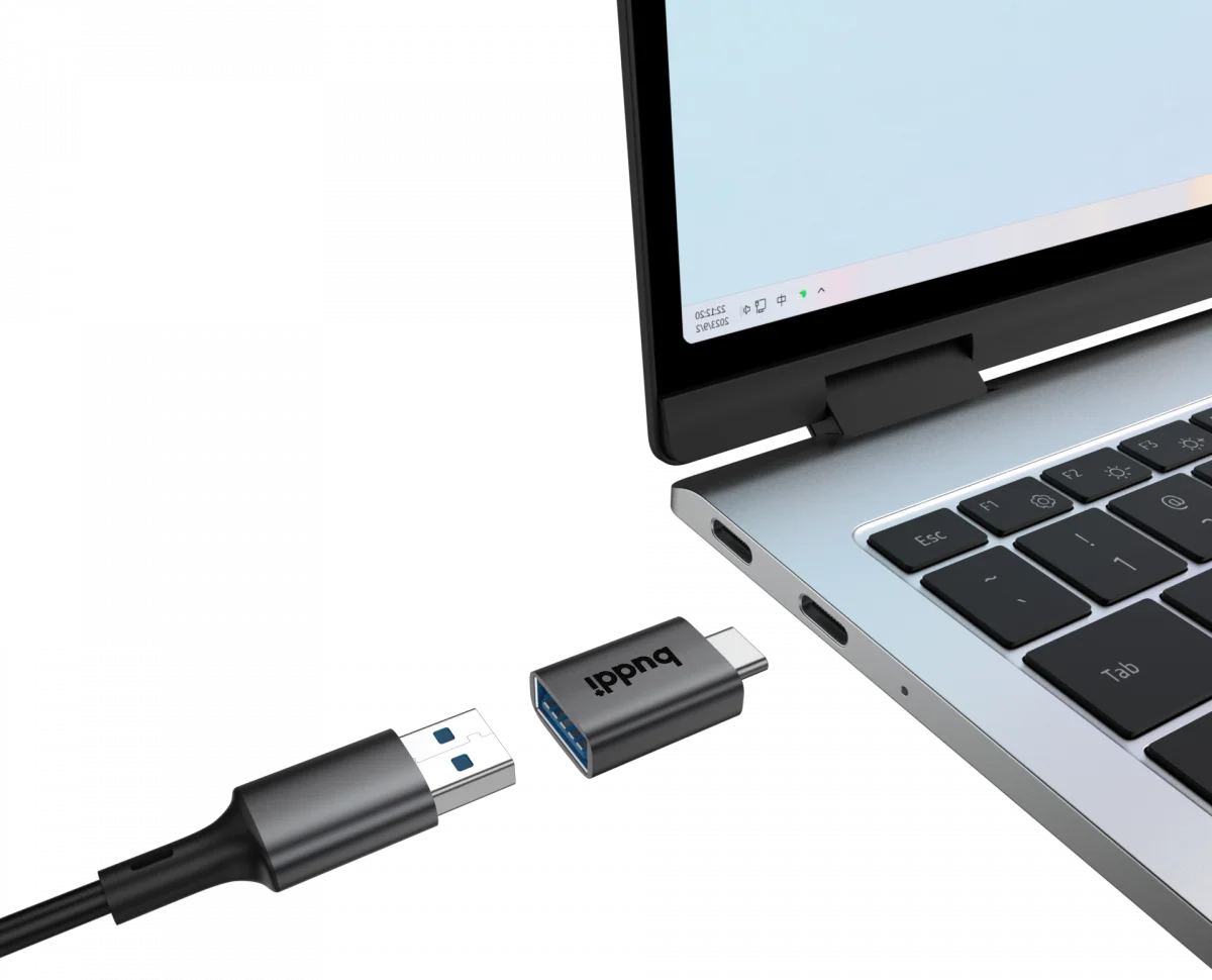 Buddi Ease USB-A naar USB-C Adapter Koppelstuk USB 3.0 Grijs afbeelding 10
