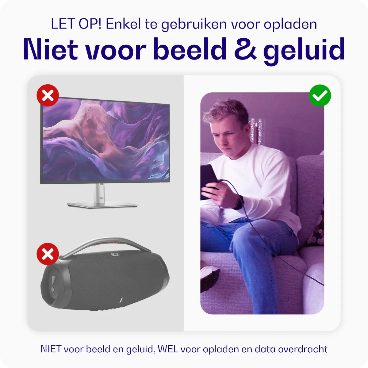 Buddi Flex USB-C Female naar USB-C Male Verlengkabel 60W 2M Zwart afbeelding 3