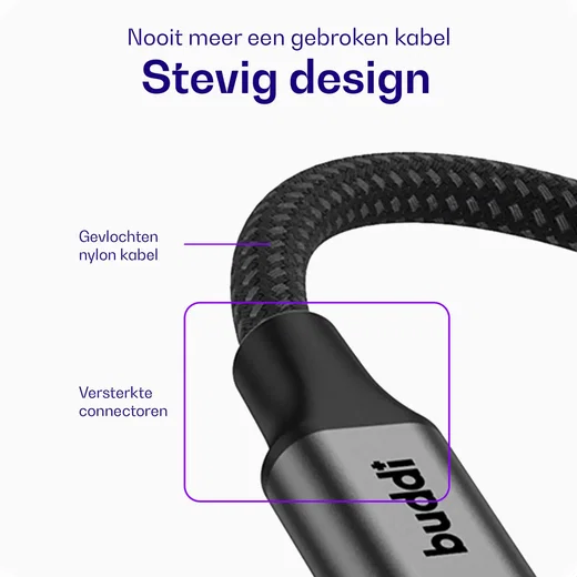 Buddi Flex USB-C Female naar USB-C Male Verlengkabel 60W 2M Zwart afbeelding 6