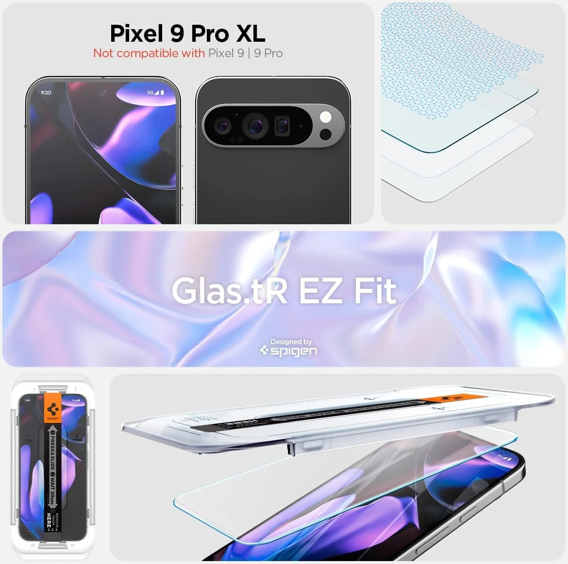 Spigen EZ Fit GLAS.tR Google Pixel 9 Pro XL Screen Protector 2-Pack afbeelding 2