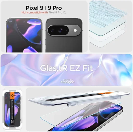 Spigen EZ Fit GLAS.tR Google Pixel 9 / 9 Pro Screen Protector 2-Pack afbeelding 2