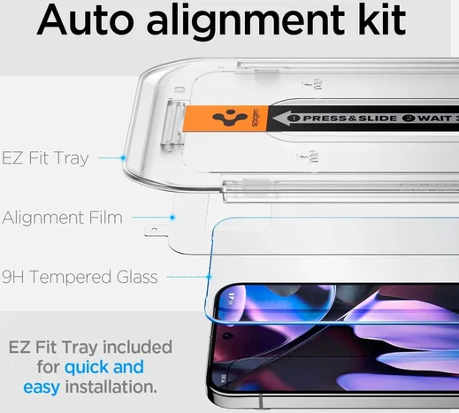 Spigen EZ Fit GLAS.tR Google Pixel 9 / 9 Pro Screen Protector 2-Pack afbeelding 4
