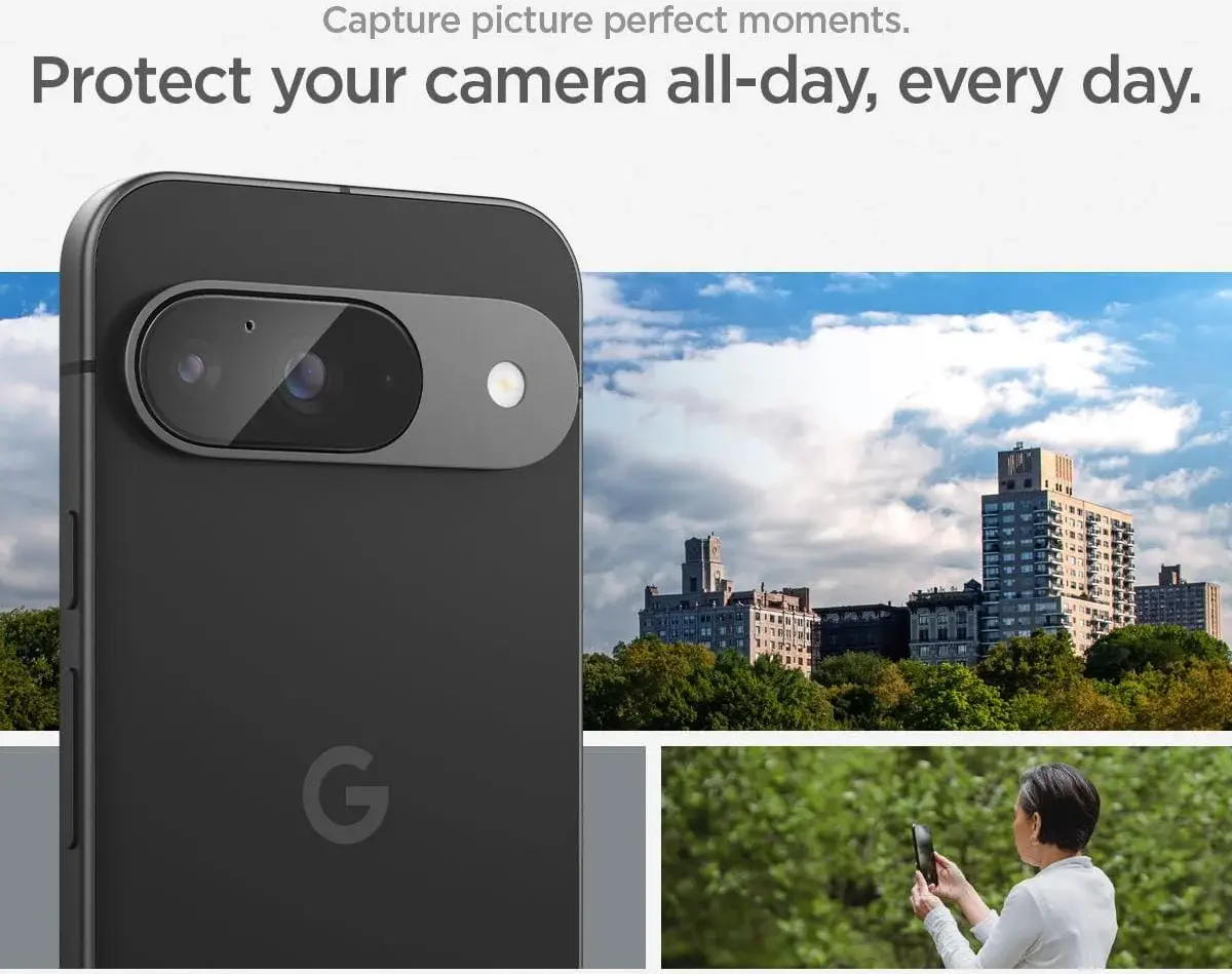 Spigen EZ Fit Optik Pro Google Pixel 9 Camera Lens Protector Transparant 2-Pack afbeelding 6